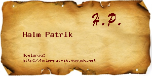 Halm Patrik névjegykártya